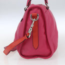 LOEWE Anagram Seville Hand Bag Leather 2way Pink Silver Auth ka1644M-4