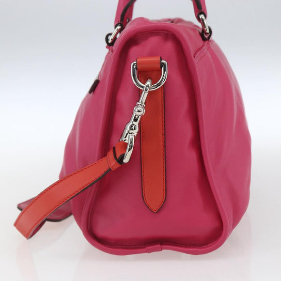 LOEWE Anagram Seville Hand Bag Leather 2way Pink Silver Auth ka1644M