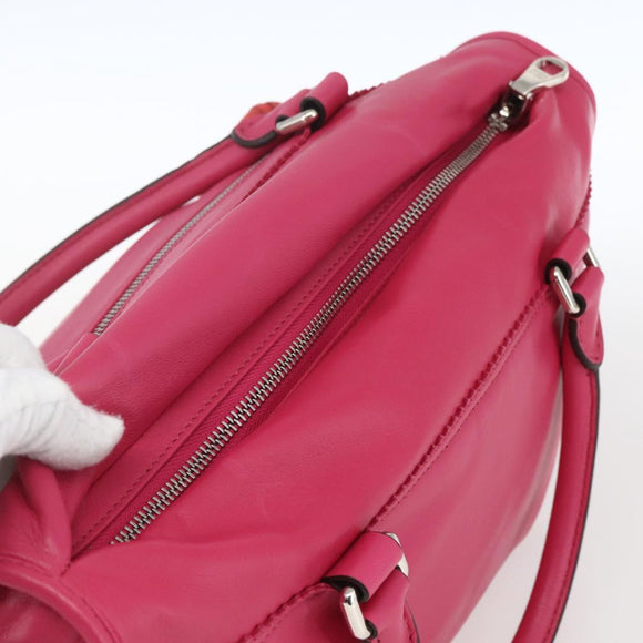 LOEWE Anagram Seville Hand Bag Leather 2way Pink Silver Auth ka1644M