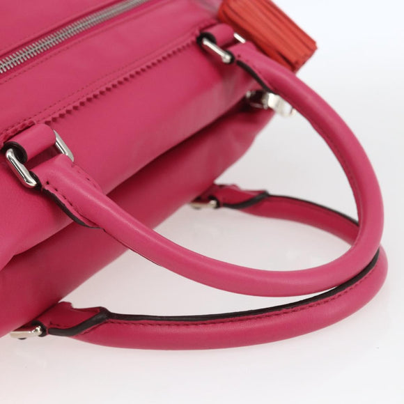 LOEWE Anagram Seville Hand Bag Leather 2way Pink Silver Auth ka1644M