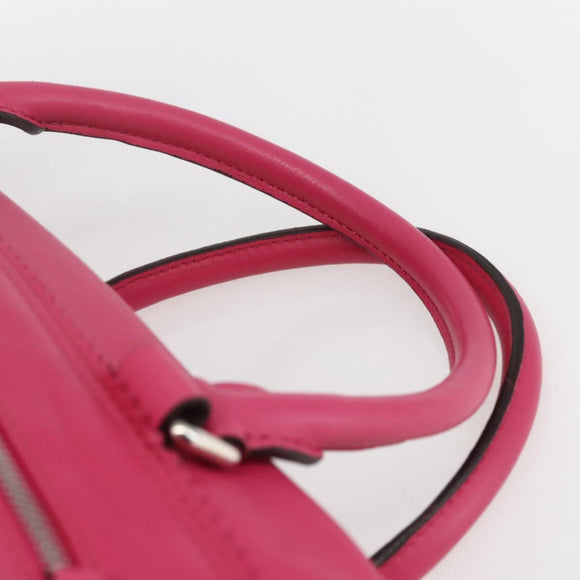 LOEWE Anagram Seville Hand Bag Leather 2way Pink Silver Auth ka1644M