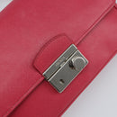 PRADA Chain Shoulder Bag Safiano leather Pink Silver Auth ka1645V-19