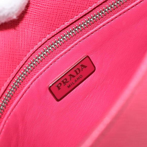 PRADA Chain Shoulder Bag Safiano leather Pink Silver Auth ka1645V