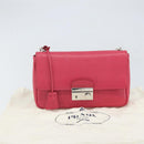 PRADA Chain Shoulder Bag Safiano leather Pink Silver Auth ka1645V-12