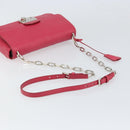 PRADA Chain Shoulder Bag Safiano leather Pink Silver Auth ka1645V-7