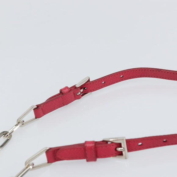 PRADA Chain Shoulder Bag Safiano leather Pink Silver Auth ka1645V