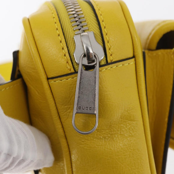 GUCCI Waist bag Leather Yellow Silver 598080 Auth ka1647M