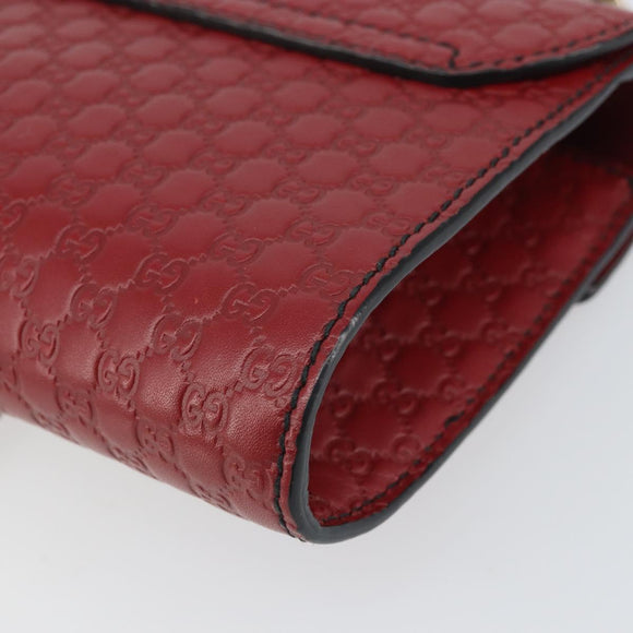 GUCCI Horsebit Micro GG Canvas Emily Bag Leather Outlet Red 449636 Auth ka1651