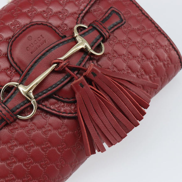 GUCCI Horsebit Micro GG Canvas Emily Bag Leather Outlet Red 449636 Auth ka1651
