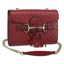 GUCCI Horsebit Micro GG Canvas Emily Bag Leather Outlet Red 449636 Auth ka1651-1