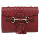 GUCCI Horsebit Micro GG Canvas Emily Bag Leather Outlet Red 449636 Auth ka1651-13
