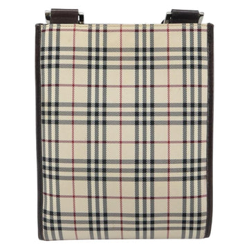 BURBERRY Nova Check Shoulder Bag Canvas Leather Beige Silver Auth ka1653V - 0