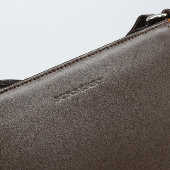 BURBERRY Shoulder Bag Leather Brown Silver Auth ka1655V
