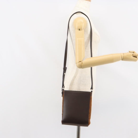BURBERRY Shoulder Bag Leather Brown Silver Auth ka1655V