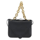 BOTTEGA VENETA Mount Shoulder Bag Leather 2way Black Gold Auth ka1658V-2