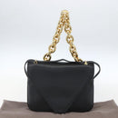 BOTTEGA VENETA Mount Shoulder Bag Leather 2way Black Gold Auth ka1658V-24