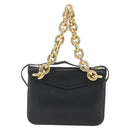 BOTTEGA VENETA Mount Shoulder Bag Leather 2way Black Gold Auth ka1658V-3