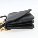 BOTTEGA VENETA Mount Shoulder Bag Leather 2way Black Gold Auth ka1658V-4