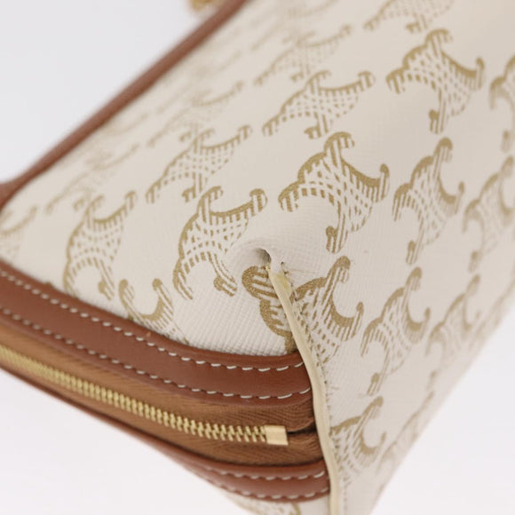 CELINE Triomphe Chain Shoulder Bag PVC Beige Gold Auth ka1661M