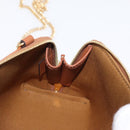 CELINE Triomphe Chain Shoulder Bag PVC Beige Gold Auth ka1661M-20