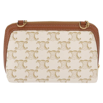 CELINE Triomphe Chain Shoulder Bag PVC Beige Gold Auth ka1661M - 0