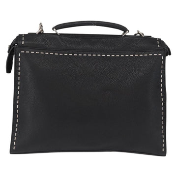 FENDI Selleria Peek A Boo Fit Hand Bag Leather 2way Black Silver Auth ka1663 - 0