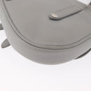 Christian Dior Saddle bag Body Bag Leather Gray Silver Auth ka1665V-14