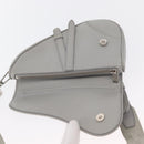Christian Dior Saddle bag Body Bag Leather Gray Silver Auth ka1665V-16