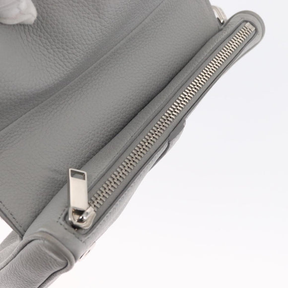 Christian Dior Saddle bag Body Bag Leather Gray Silver Auth ka1665V