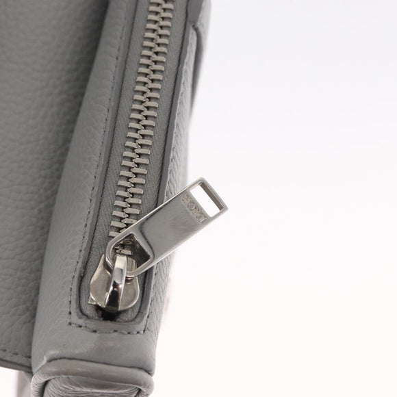 Christian Dior Saddle bag Body Bag Leather Gray Silver Auth ka1665V