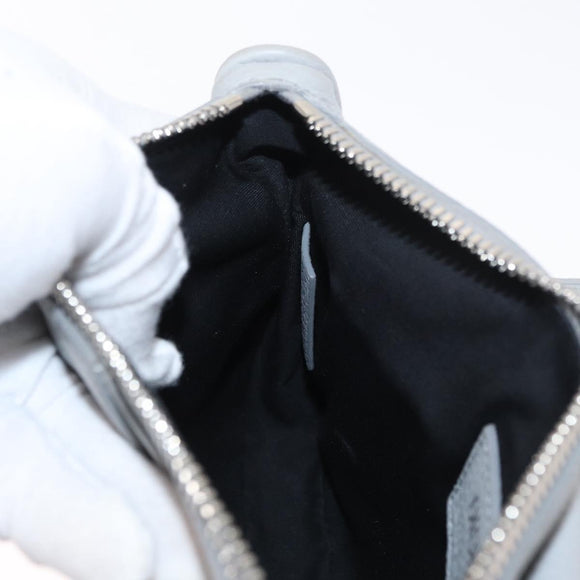 Christian Dior Saddle bag Body Bag Leather Gray Silver Auth ka1665V