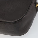 GUCCI Web Sherry Line Bee Bag Leather Dark Brown Gold Red 412008 Auth ka1667V-12