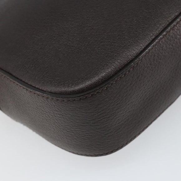 GUCCI Web Sherry Line Bee Bag Leather Dark Brown Gold Red 412008 Auth ka1667V