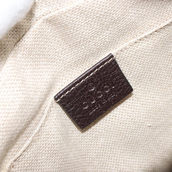 GUCCI Web Sherry Line Bee Bag Leather Dark Brown Gold Red 412008 Auth ka1667V