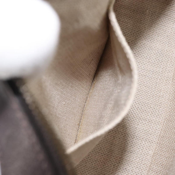 GUCCI Web Sherry Line Bee Bag Leather Dark Brown Gold Red 412008 Auth ka1667V