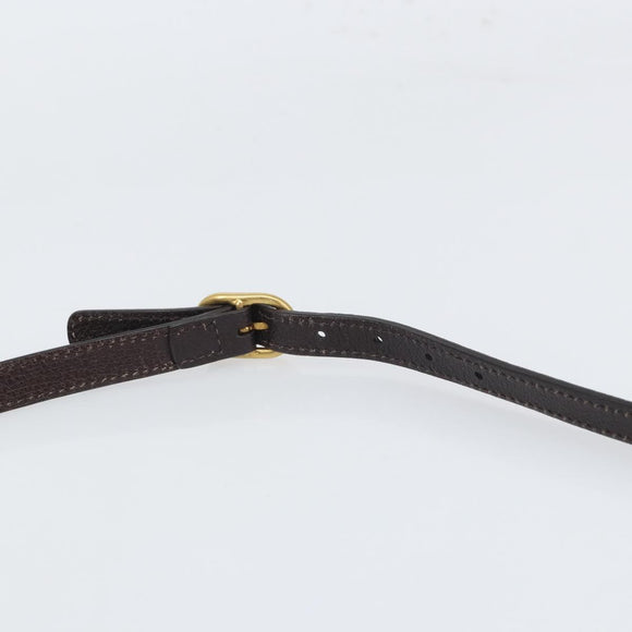 GUCCI Web Sherry Line Bee Bag Leather Dark Brown Gold Red 412008 Auth ka1667V