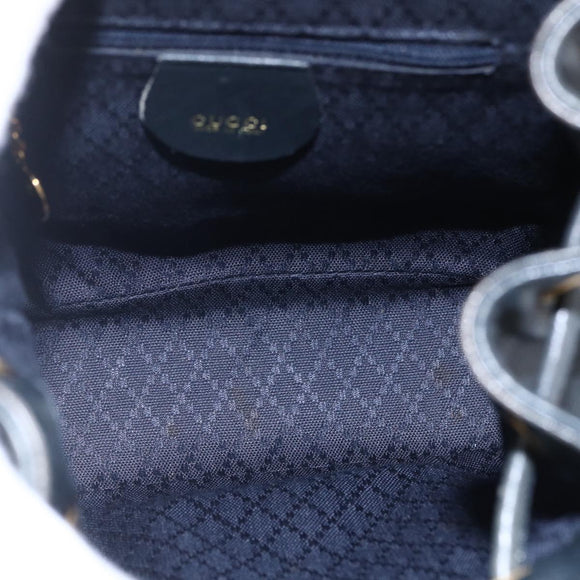 GUCCI Bamboo Backpack Leather Black Gold 003 1956 0030 Auth ka167