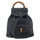 GUCCI Bamboo Backpack Leather Black Gold 003 1956 0030 Auth ka167-13