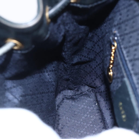 GUCCI Bamboo Backpack Leather Black Gold 003 1956 0030 Auth ka167