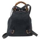 GUCCI Bamboo Backpack Leather Black Gold 003 1956 0030 Auth ka167-2