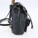 GUCCI Bamboo Backpack Leather Black Gold 003 1956 0030 Auth ka167-3