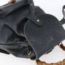 GUCCI Bamboo Backpack Leather Black Gold 003 1956 0030 Auth ka167-6