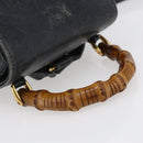 GUCCI Bamboo Backpack Leather Black Gold 003 1956 0030 Auth ka167-7