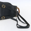 GUCCI Bamboo Backpack Leather Black Gold 003 1956 0030 Auth ka167-8