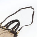 Salvatore Ferragamo Gancini Hand Bag Leather Canvas 2way Beige Gold Auth ka1671-10