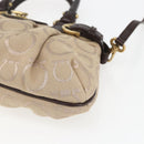 Salvatore Ferragamo Gancini Hand Bag Leather Canvas 2way Beige Gold Auth ka1671-12