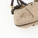 Salvatore Ferragamo Gancini Hand Bag Leather Canvas 2way Beige Gold Auth ka1671-13