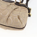Salvatore Ferragamo Gancini Hand Bag Leather Canvas 2way Beige Gold Auth ka1671-14