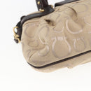 Salvatore Ferragamo Gancini Hand Bag Leather Canvas 2way Beige Gold Auth ka1671-15