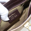 Salvatore Ferragamo Gancini Hand Bag Leather Canvas 2way Beige Gold Auth ka1671-19